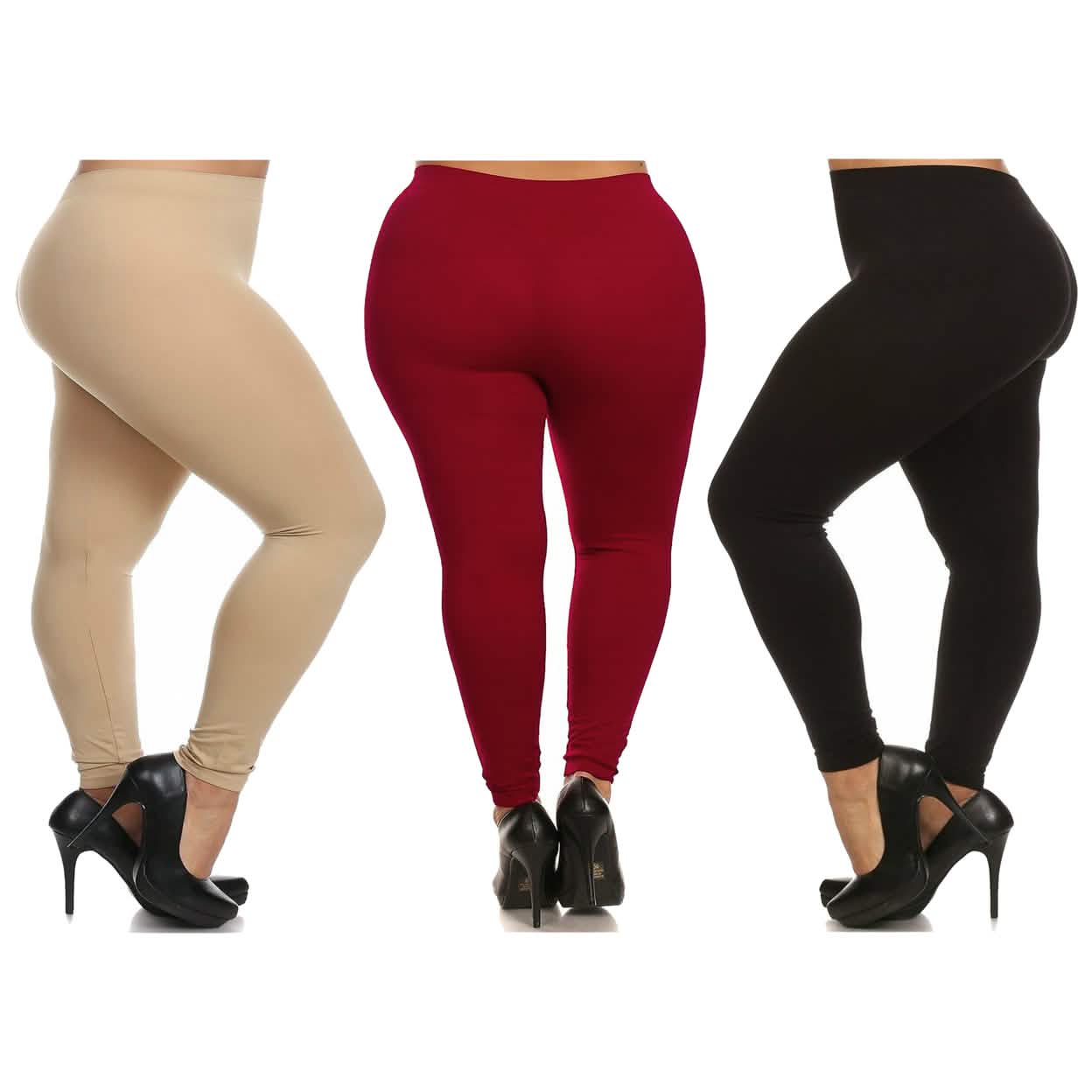 3-Pack: Plus Size Women's Casual Ultra-Soft Workout Yoga Leggings