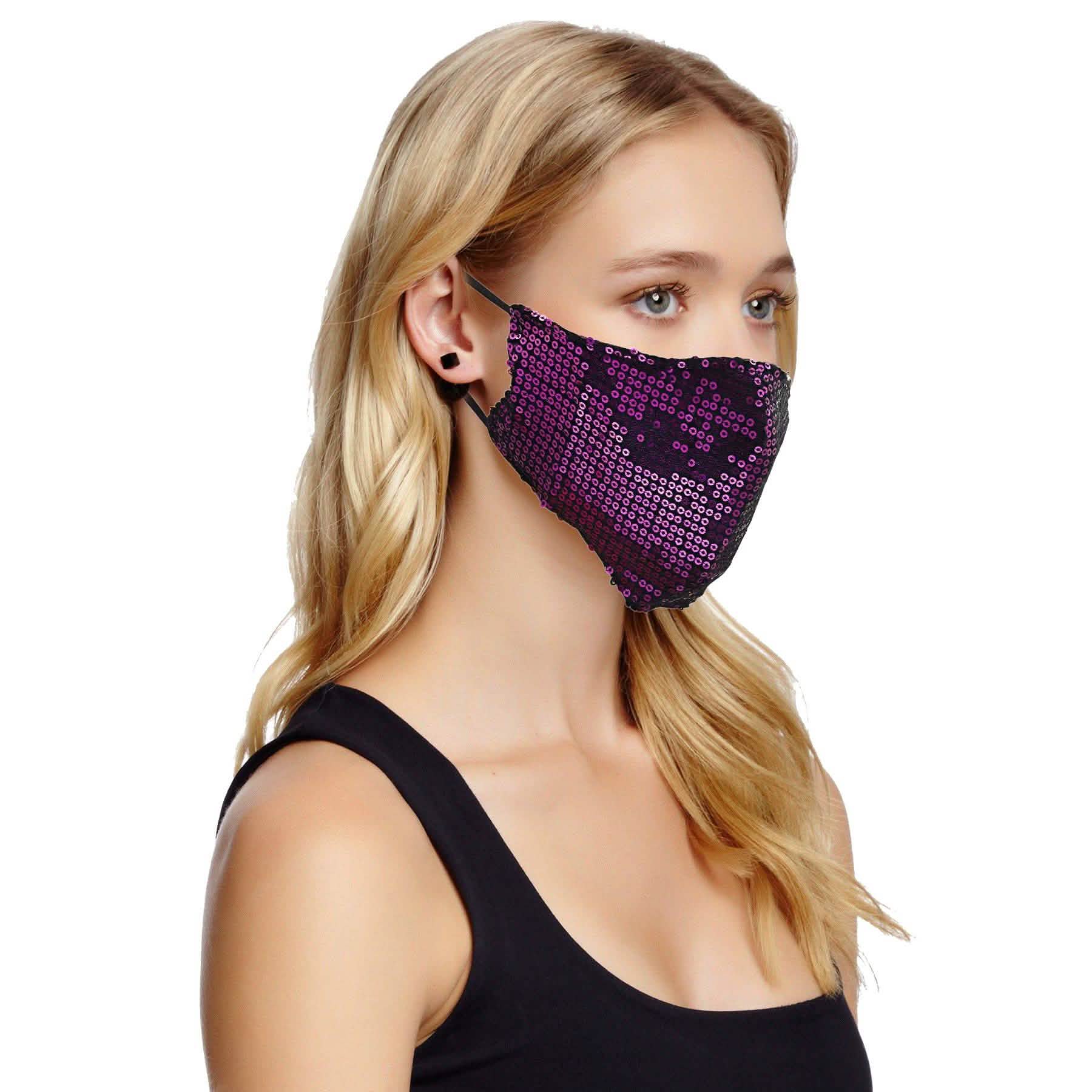 3-Pack: Reusable Washable Fitted Sequin Mask