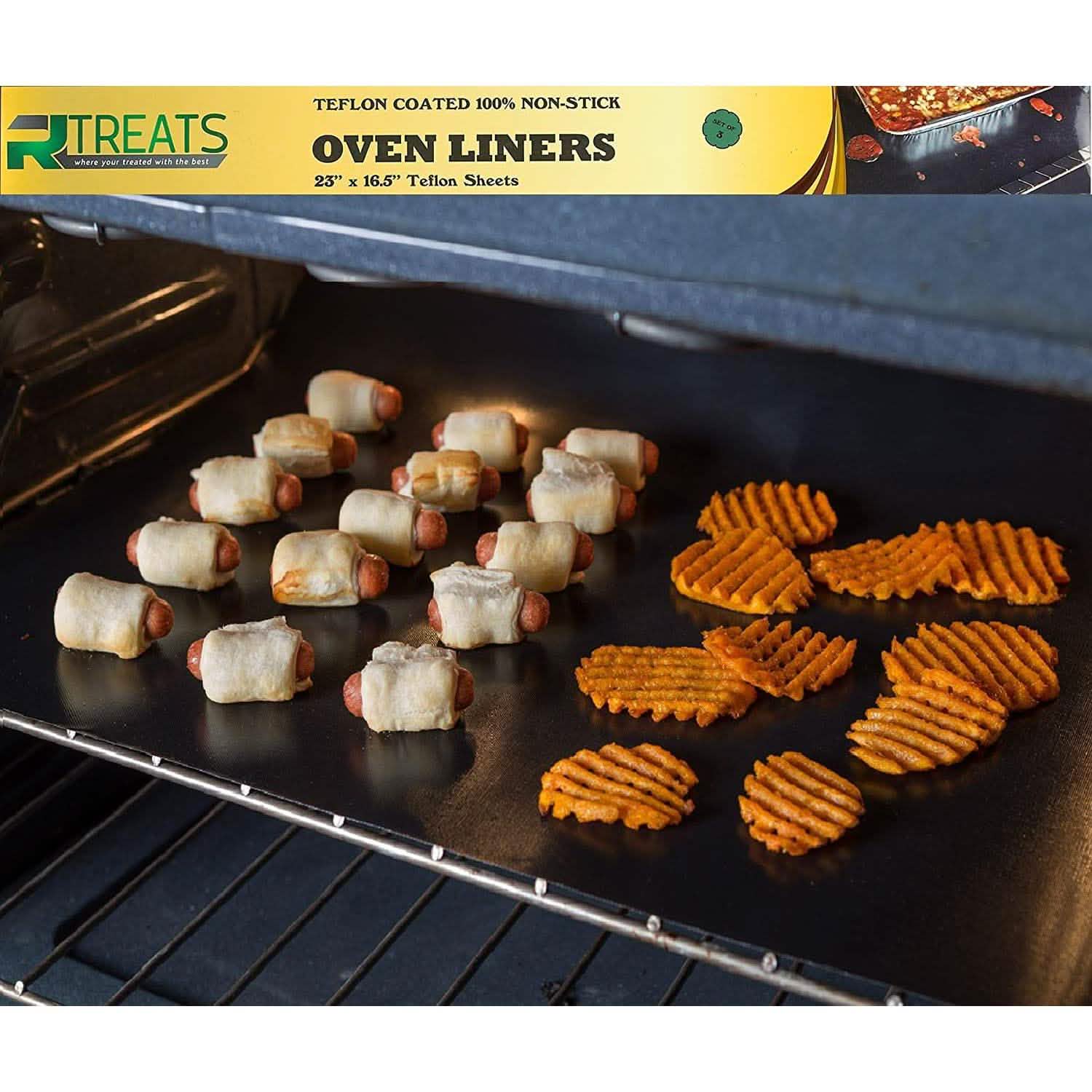 3-Pack: RL Treats 23-Inch-by-16.25-Inch Non Stick Teflon Oven Liners