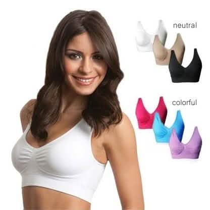 3-Pack: Seamless Miracle Bras with Removable Pads - Assorted Color Sets