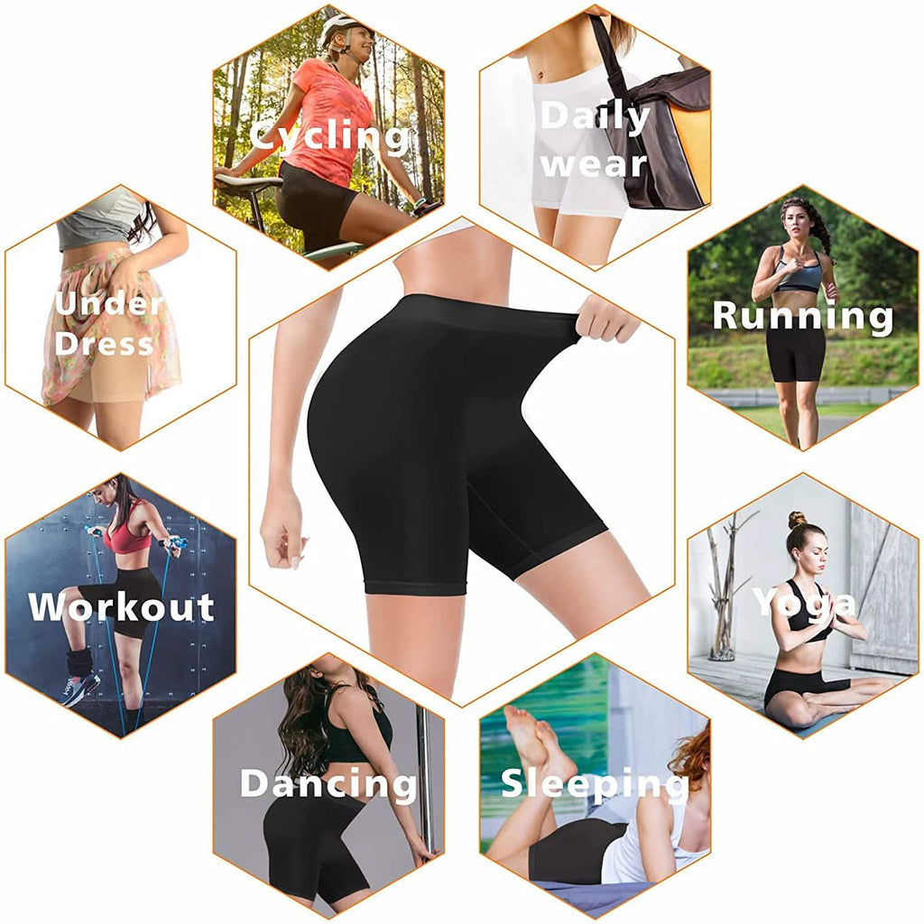 3-Pack: Slip Shorts for Women Under Dress, Comfortable Smooth Yoga Shorts