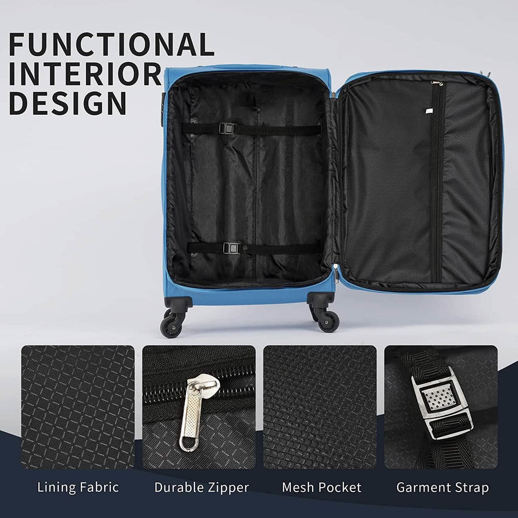 3-Pack: Softside Travel Luggage Set with TSA Lock