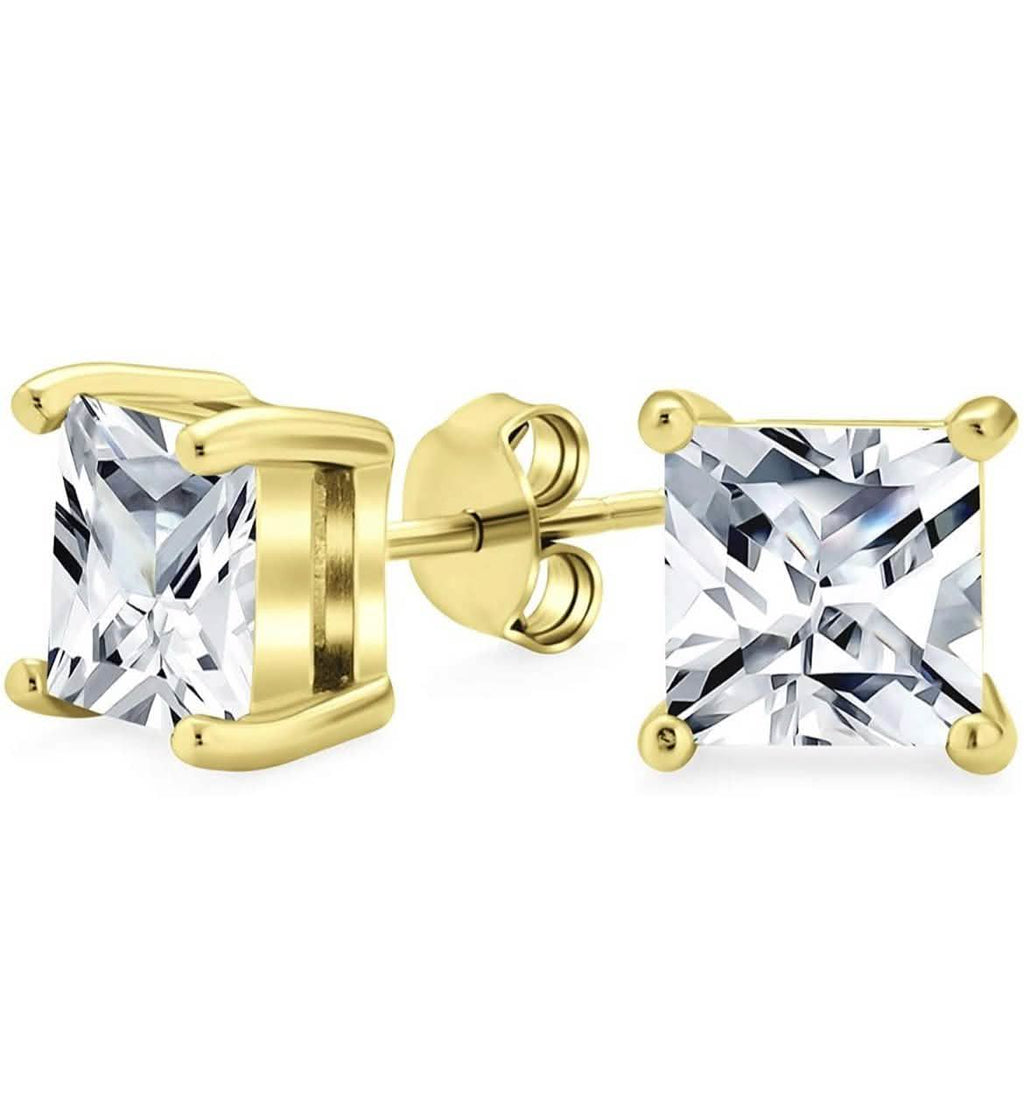 3-Pack: Sterling Silver Princess Cut Studs