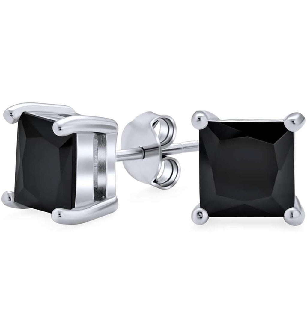 3-Pack: Sterling Silver Princess Cut Studs