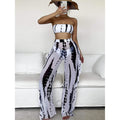 3-Pack: Tie Dye Bandeau Bikini Swimsuit & Cover Up Pants