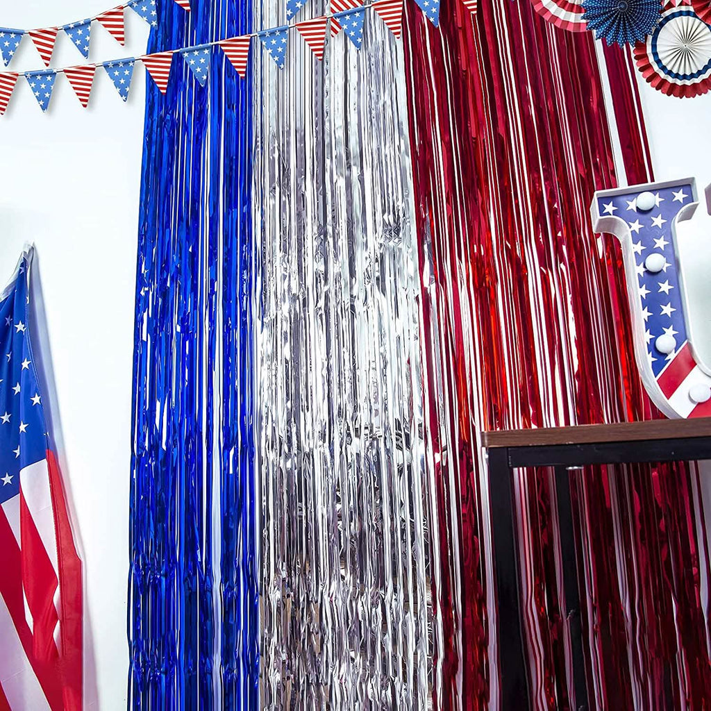 3-Pack: Tinsel Foil Fringe Curtains