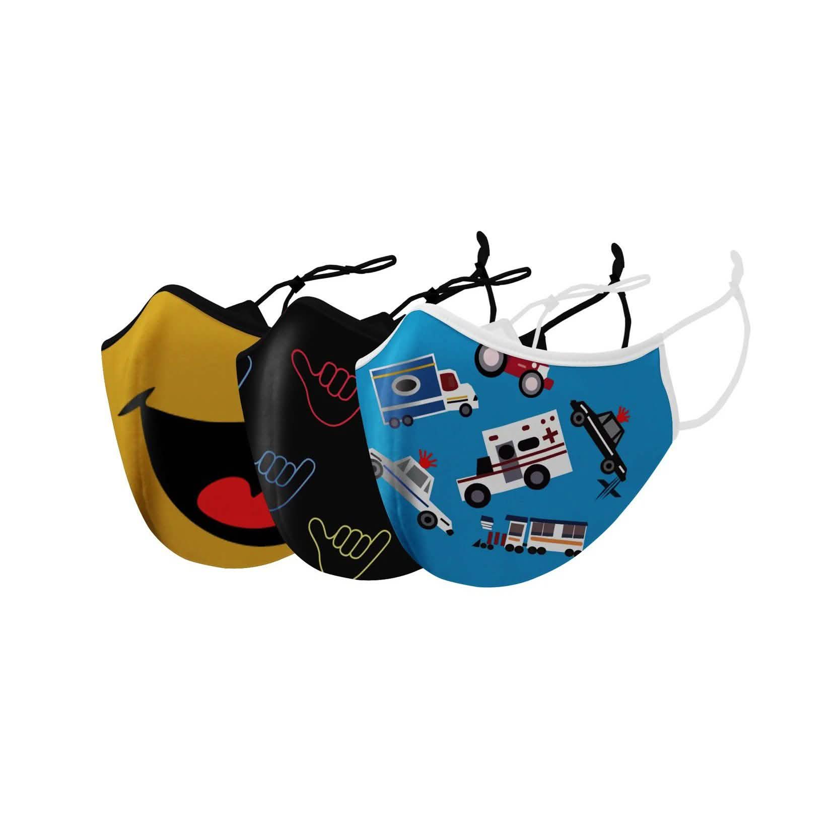 3-Pack: Two-Layer Reusable Kids Face Mask with Adjustable Earloop