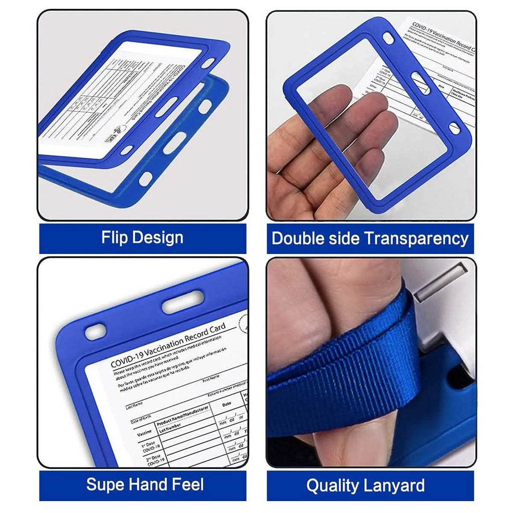 3-Pack: Waterproof Hard Case CDC Vaccination Card Holder With Lanyards