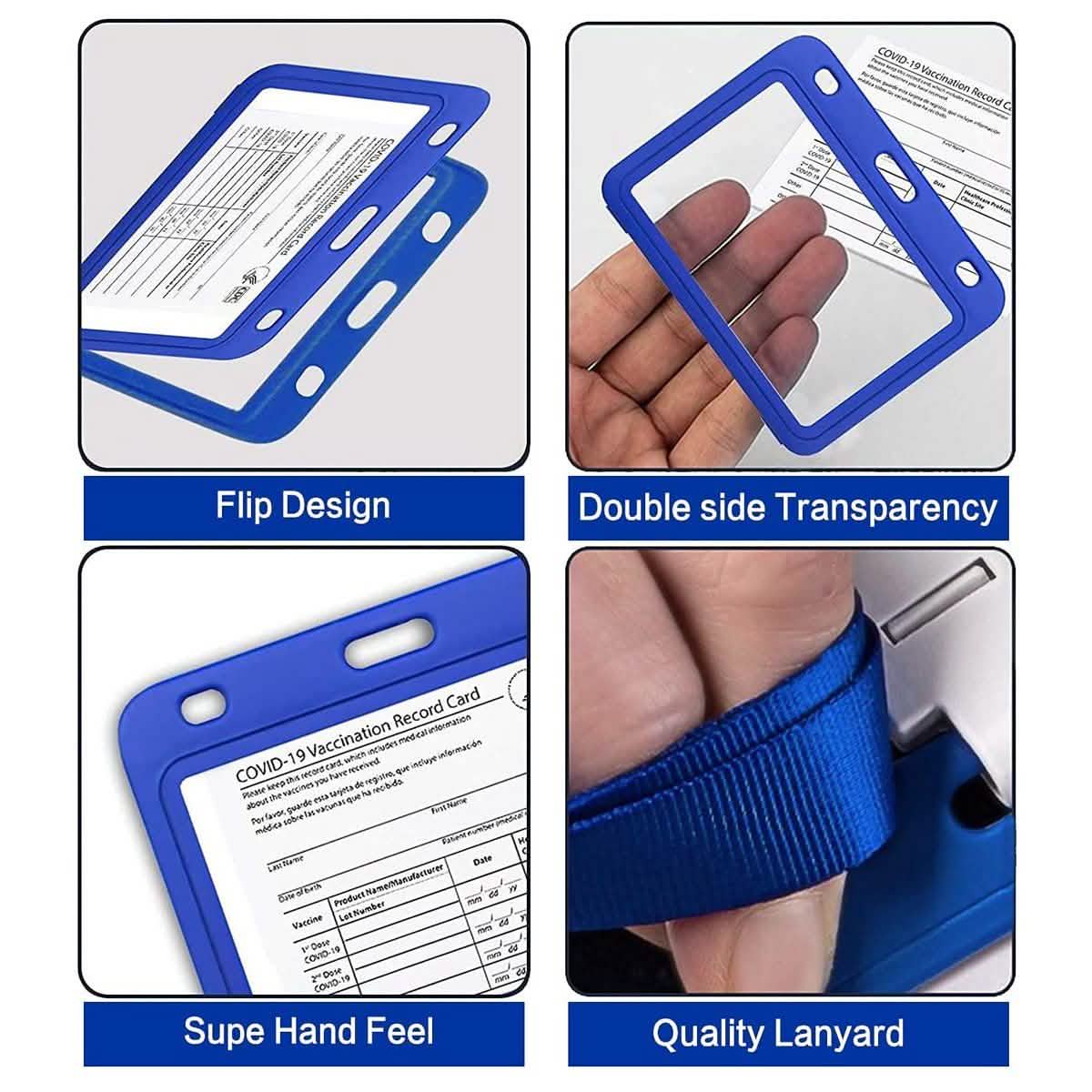 3-Pack: Waterproof Hard Case CDC Vaccination Card Holder With Lanyards