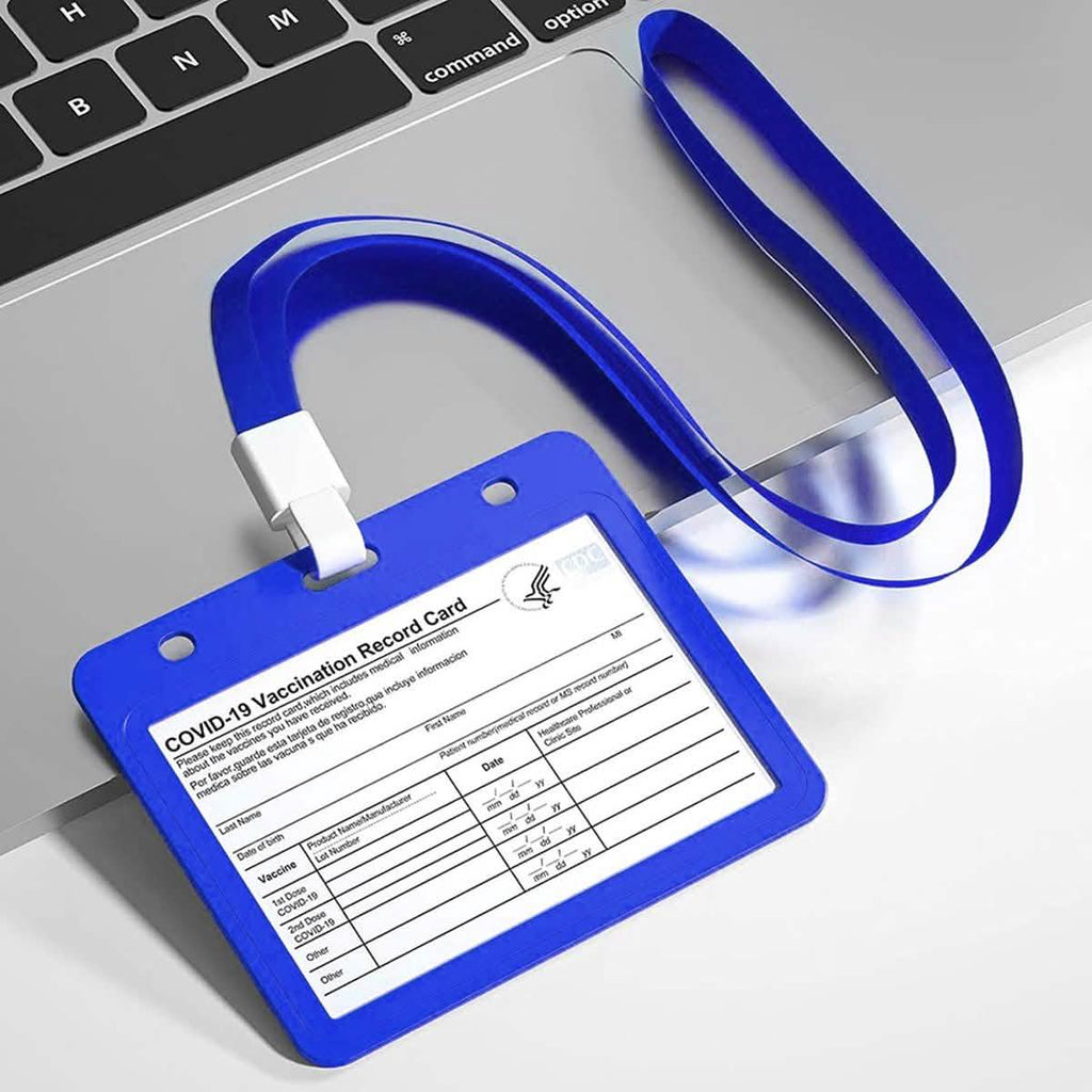 3-Pack: Waterproof Hard Case CDC Vaccination Card Holder With Lanyards