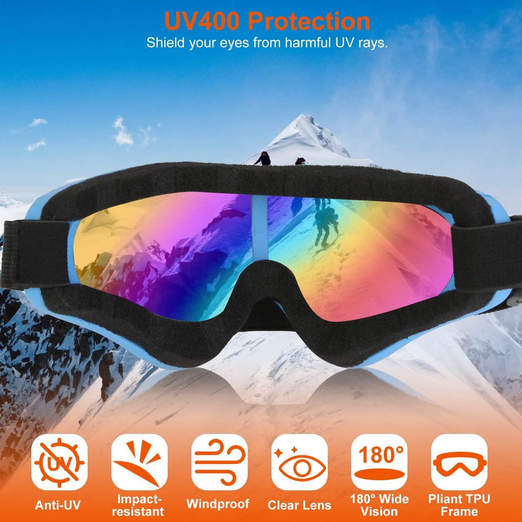 3-Pack: Winter Sports Goggles for Kids and Adults