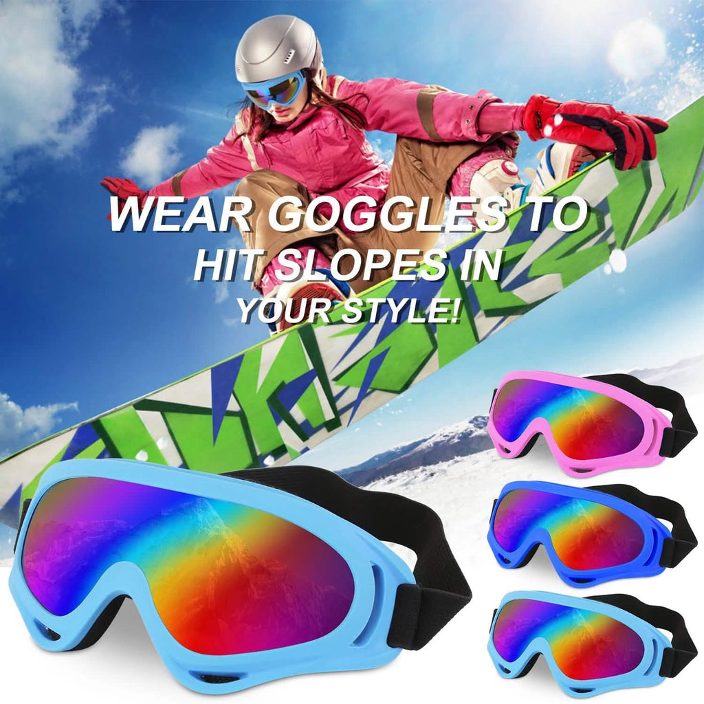 3-Pack: Winter Sports Goggles for Kids and Adults