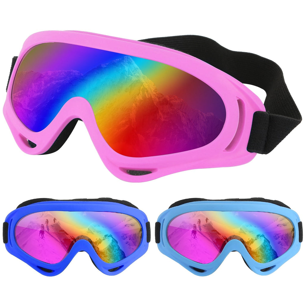 3-Pack: Winter Sports Goggles for Kids and Adults