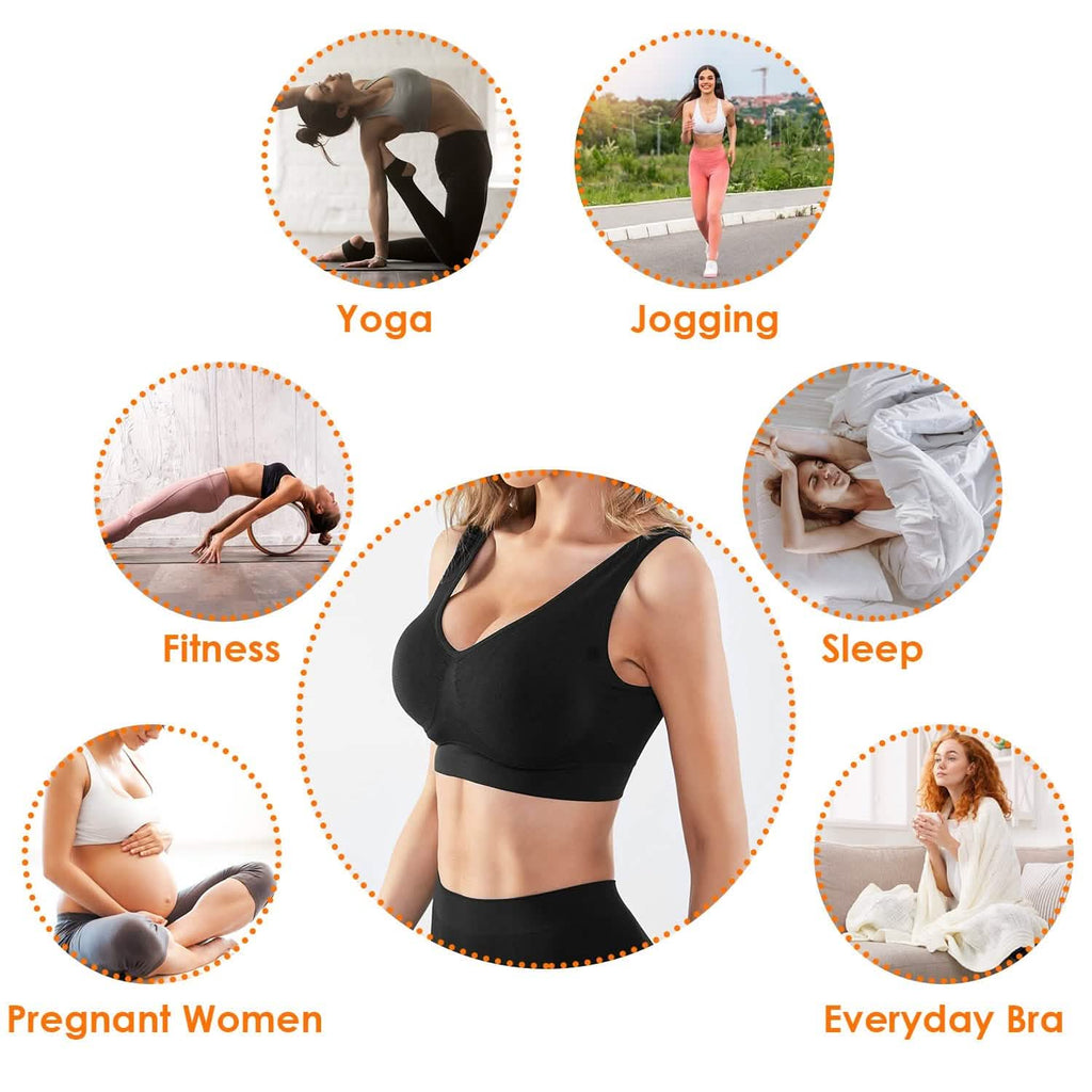 3-Pack: Women Seamless Wire-free Bra for Fitness Workout