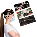 3-Pack: Women's Comfy Stretchy Headband With Buttons For Face Masks and Covers
