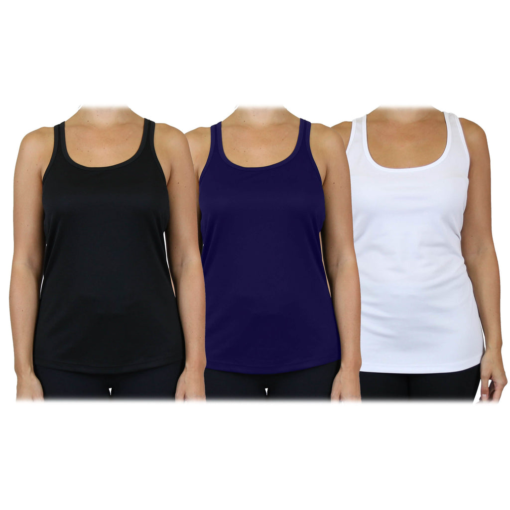 3-Pack: Women's Moisture Wicking Racerback Tank