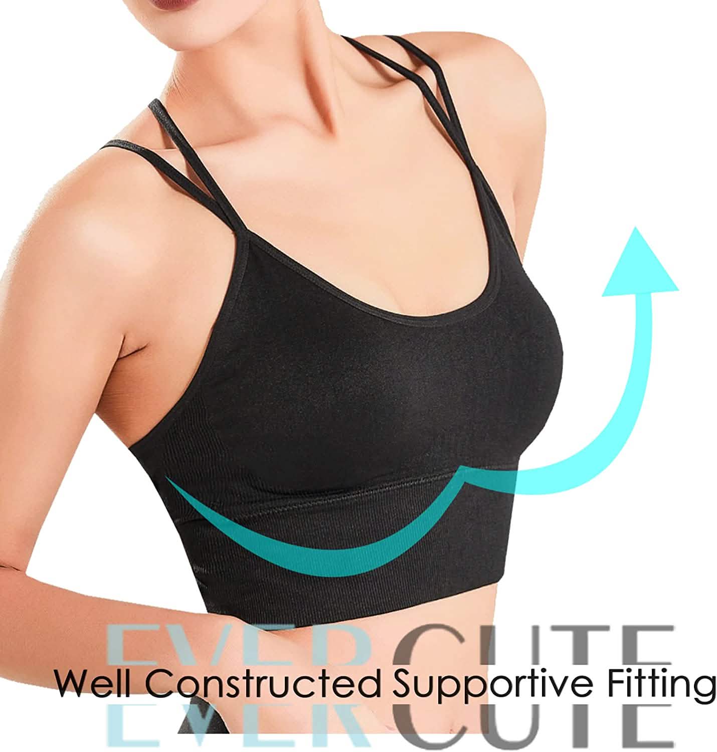 3-Pack: Women's Padded Spaghetti Strap Crisscross Bra
