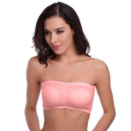 3-Pack: Women's Seamless Strapless Bandeau Crop Tube Top Bra Padded Bralettes