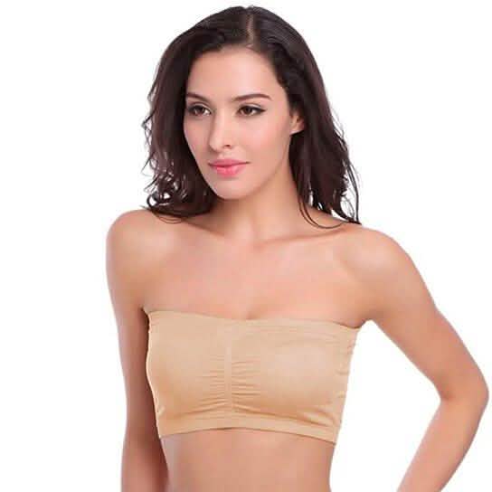 3-Pack: Women's Seamless Strapless Bandeau Crop Tube Top Bra Padded Bralettes