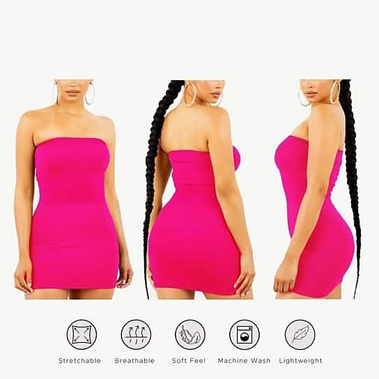 3-Pack: Women's Seamless Strapless Tube Dress