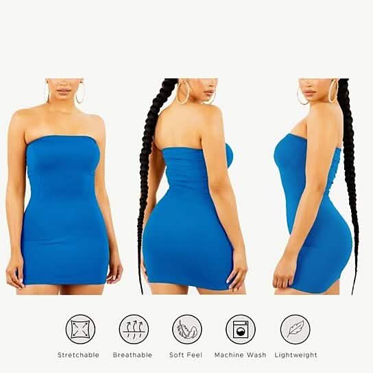 3-Pack: Women's Seamless Strapless Tube Dress