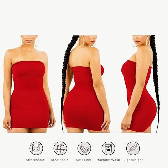 3-Pack: Women's Seamless Strapless Tube Dress