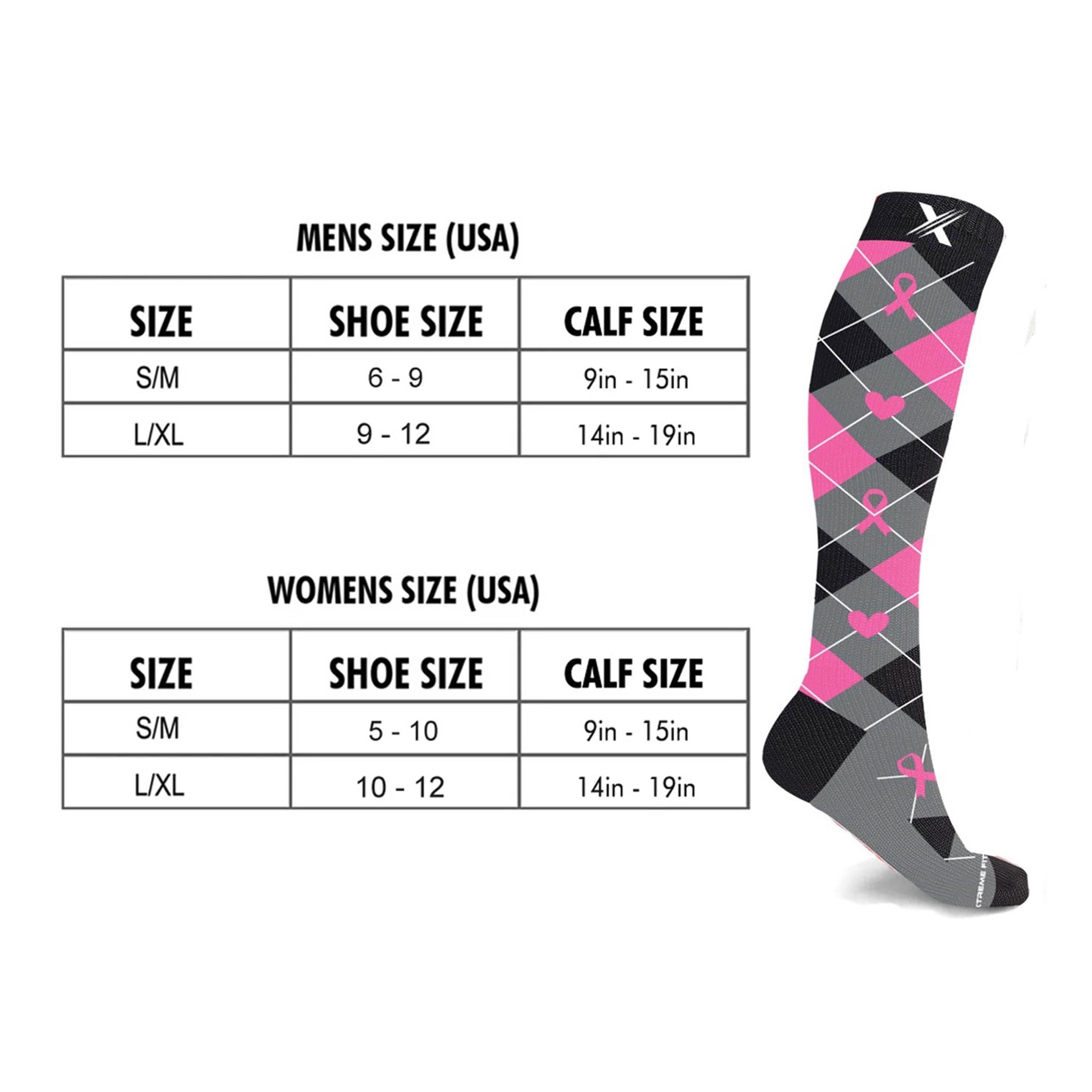 3-Pair: Breast Cancer Awareness Knee High Compression Socks