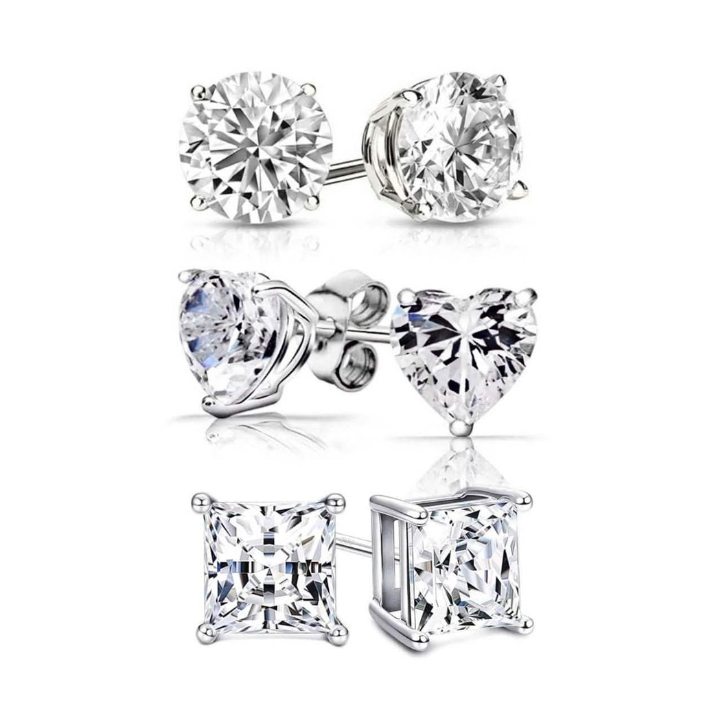 3-Pair Set: Sterling Silver Swarovski Elements Crystal Studs