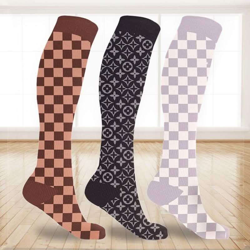 3-Pairs: Designer Inspired Knee High Compression Socks