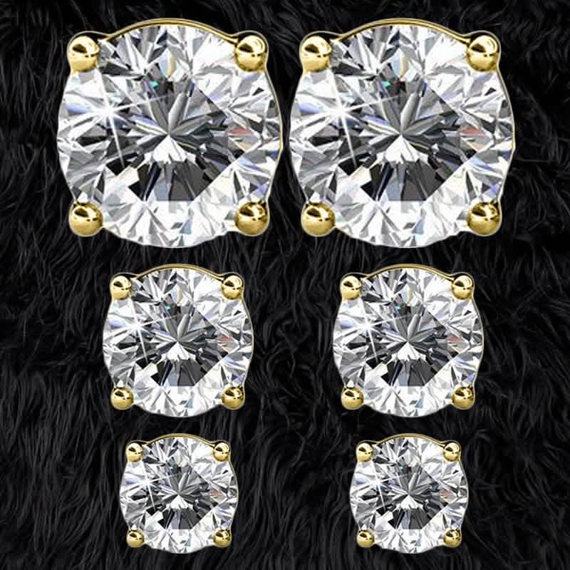 3-Pairs: Elements of Love Crystal Stud Earrings