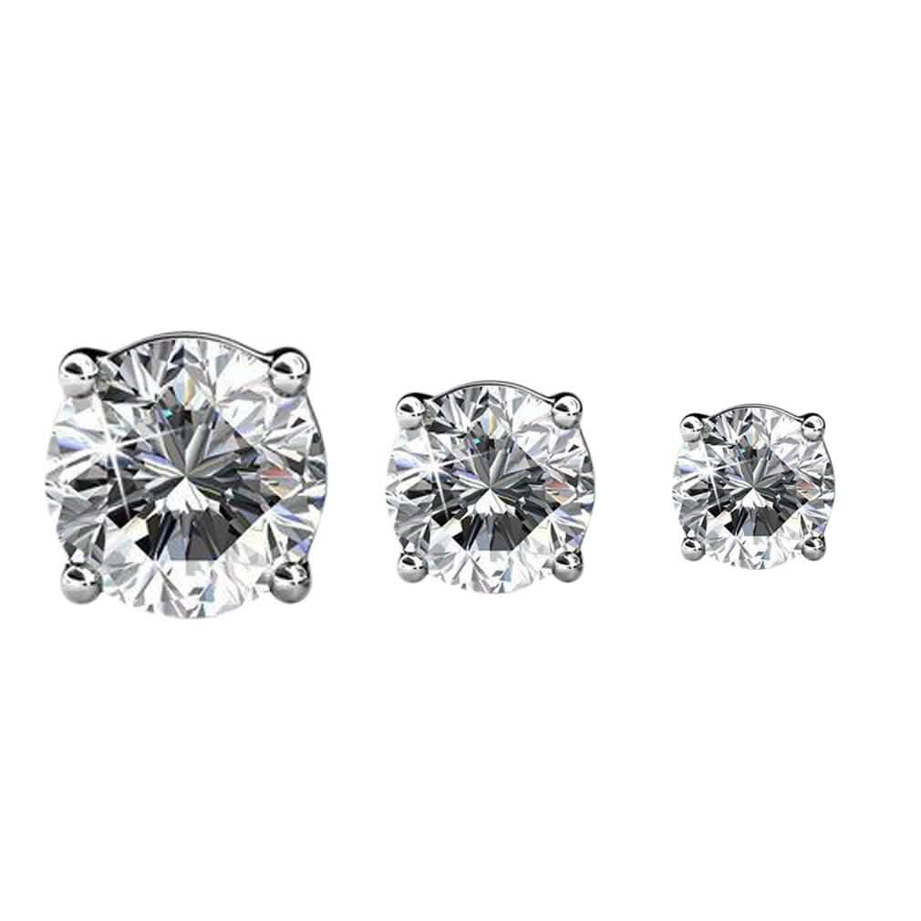 3-Pairs: Elements of Love Crystal Stud Earrings