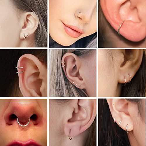 3-Pairs: Sterling Silver Small Hoop Earrings Set