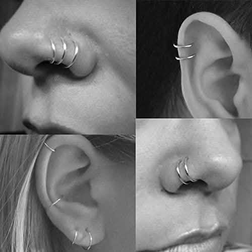 3-Pairs: Sterling Silver Small Hoop Earrings Set