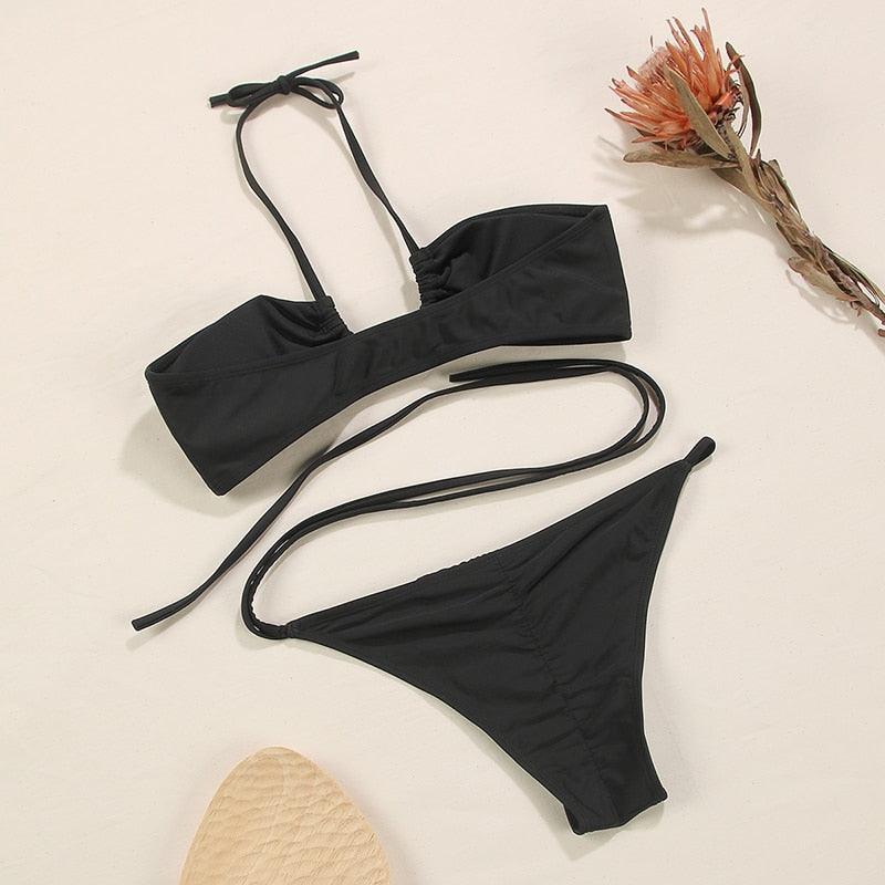 3-Piece Bikinis Suit Halter Polka Dot Swimwear Women Beachwear Women's 3 Piece Bikini Set Swimsuit Cover Ups Sheer Sarongs Beach Wrap Skirt Bathing Suit Swimsuit Female Holiday Beach Skirt Bikini Set