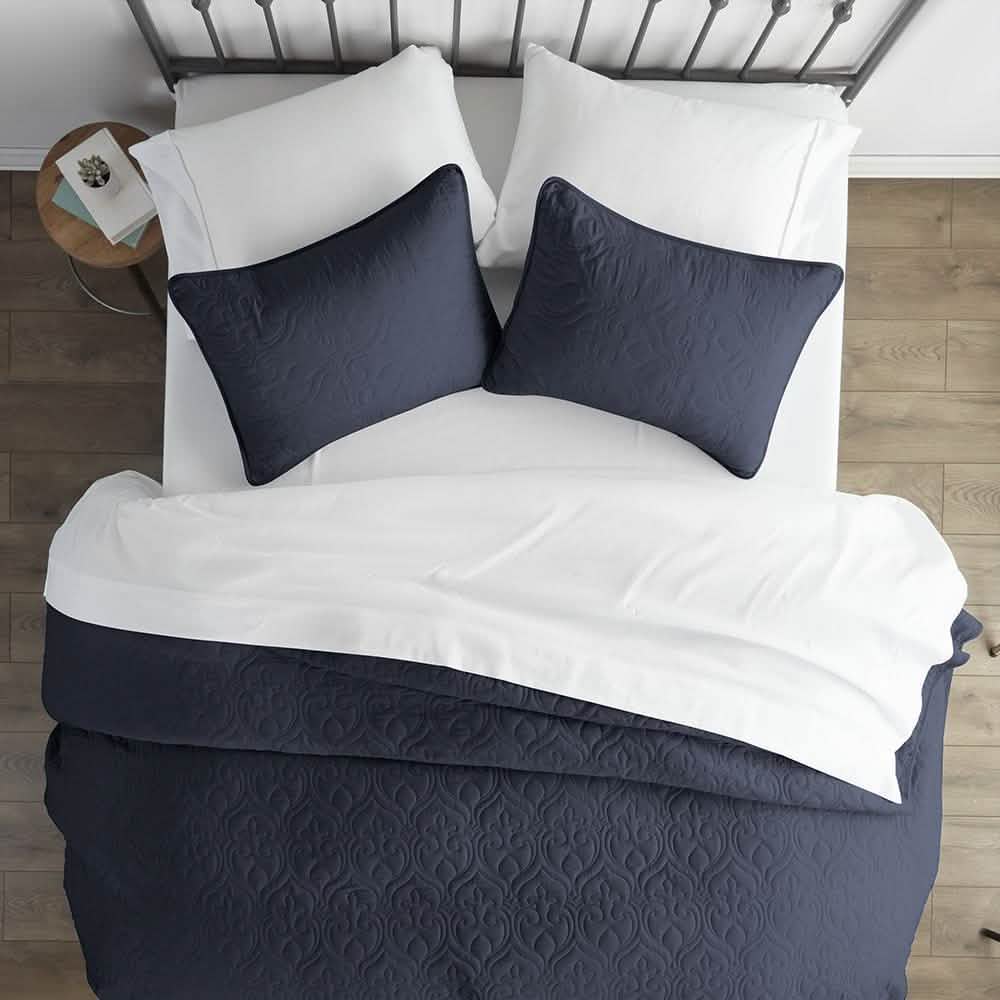 3-Piece: Damask Quilted Coverlet Set