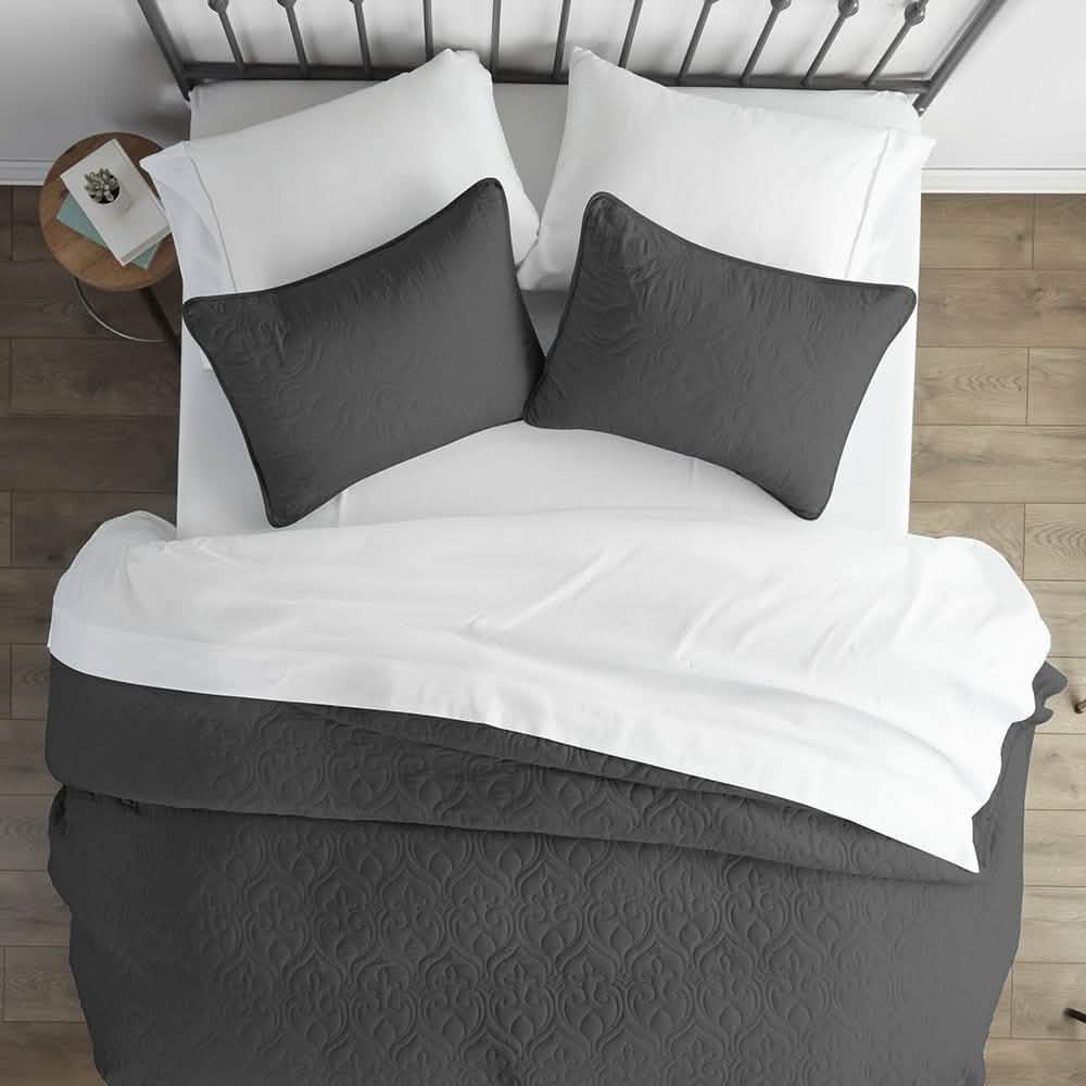 3-Piece: Damask Quilted Coverlet Set