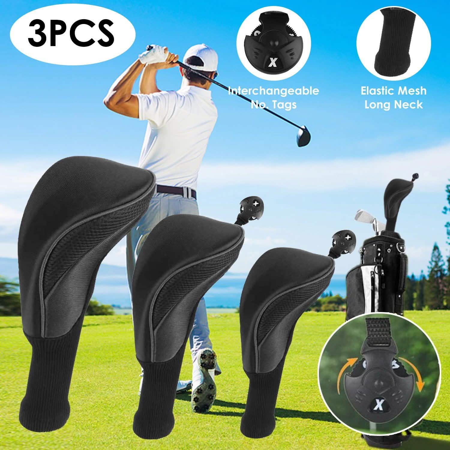 3-Piece: Long Neck Mesh Golf Club Head Cover