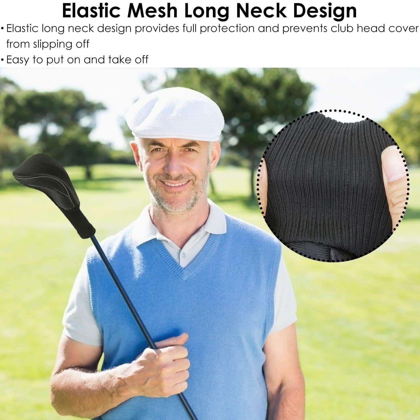 3-Piece: Long Neck Mesh Golf Club Head Cover