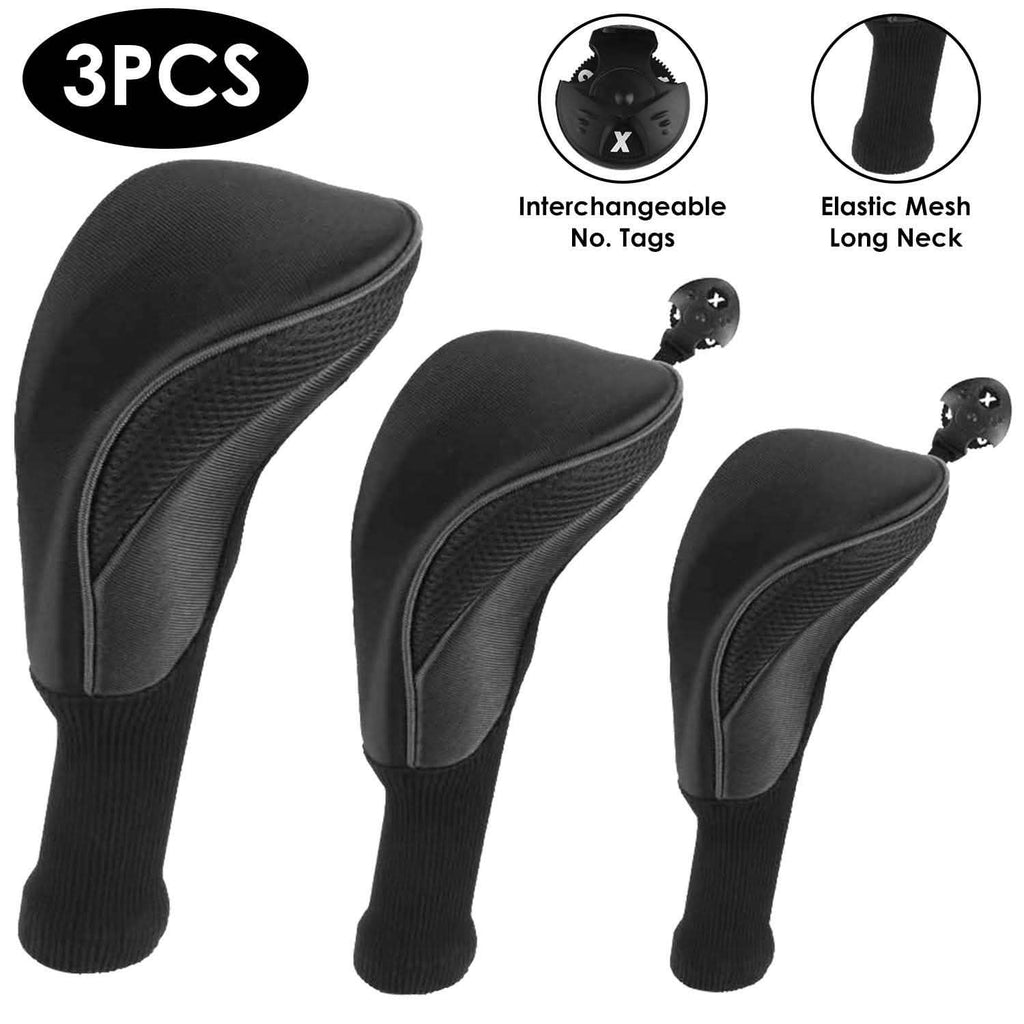 3-Piece: Long Neck Mesh Golf Club Head Cover