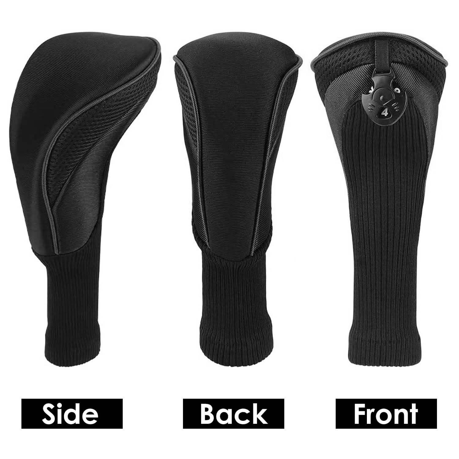 3-Piece: Long Neck Mesh Golf Club Head Cover