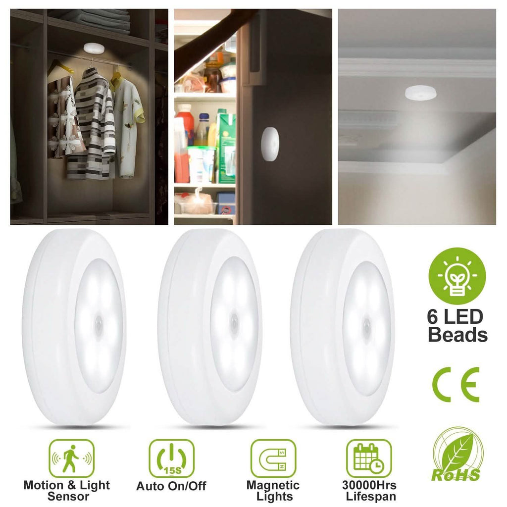 3-Piece: Motion Sensor Stick-on Cordless Night LED Lamp