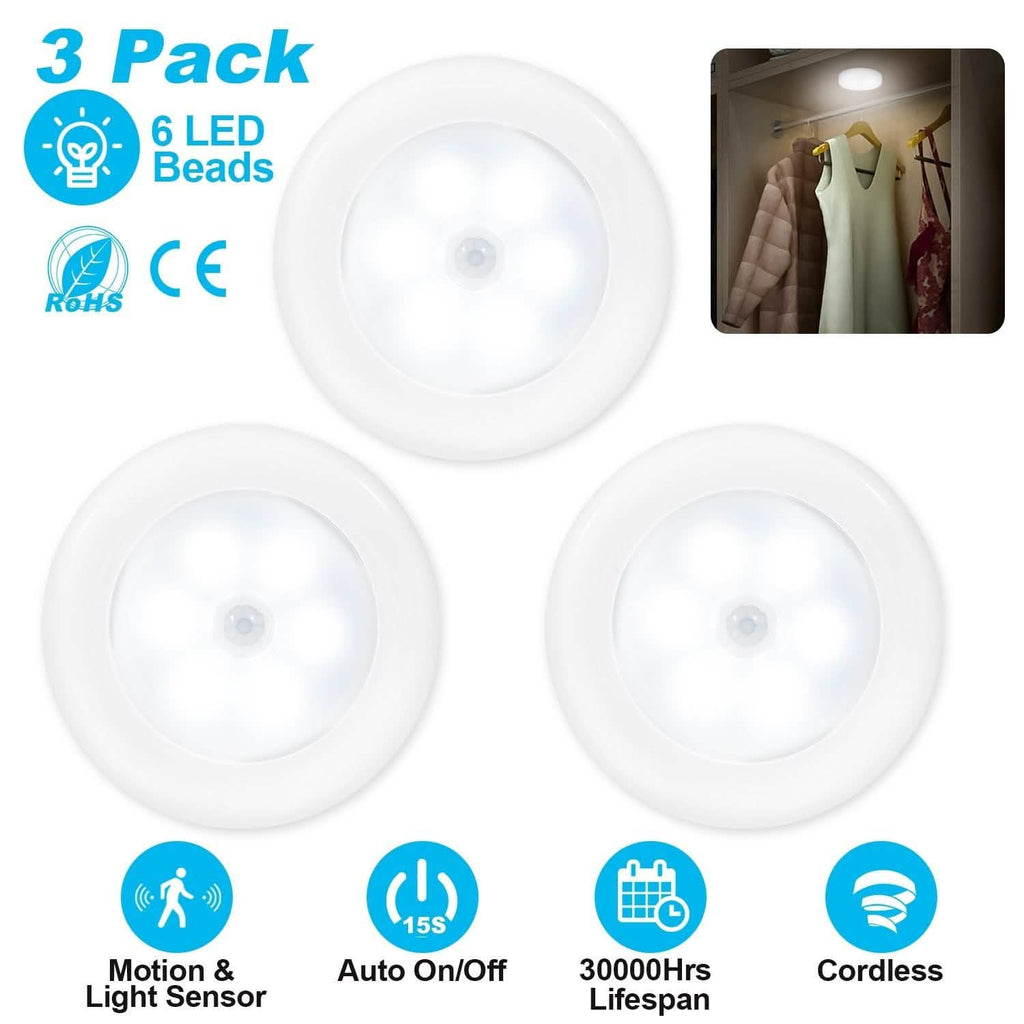 3-Piece: Motion Sensor Stick-on Cordless Night LED Lamp