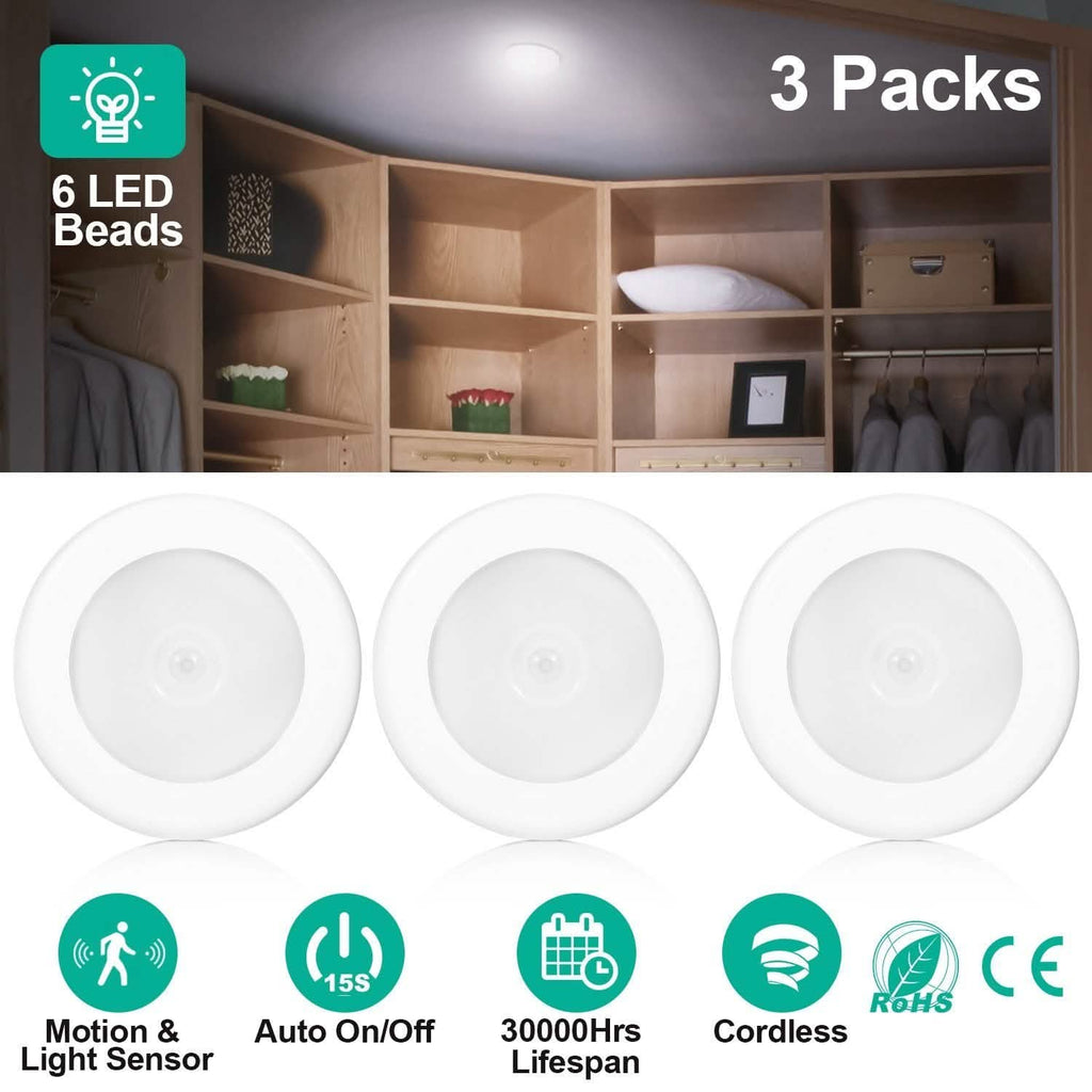 3-Piece: Motion Sensor Stick-on Cordless Night LED Lamp