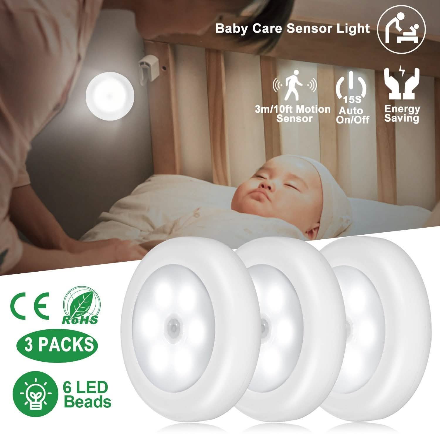 3-Piece: Motion Sensor Stick-on Cordless Night LED Lamp