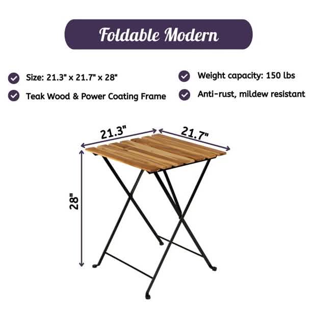 3-Piece: Patio Dining Table Chairs Set