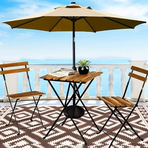 3-Piece: Patio Dining Table Chairs Set