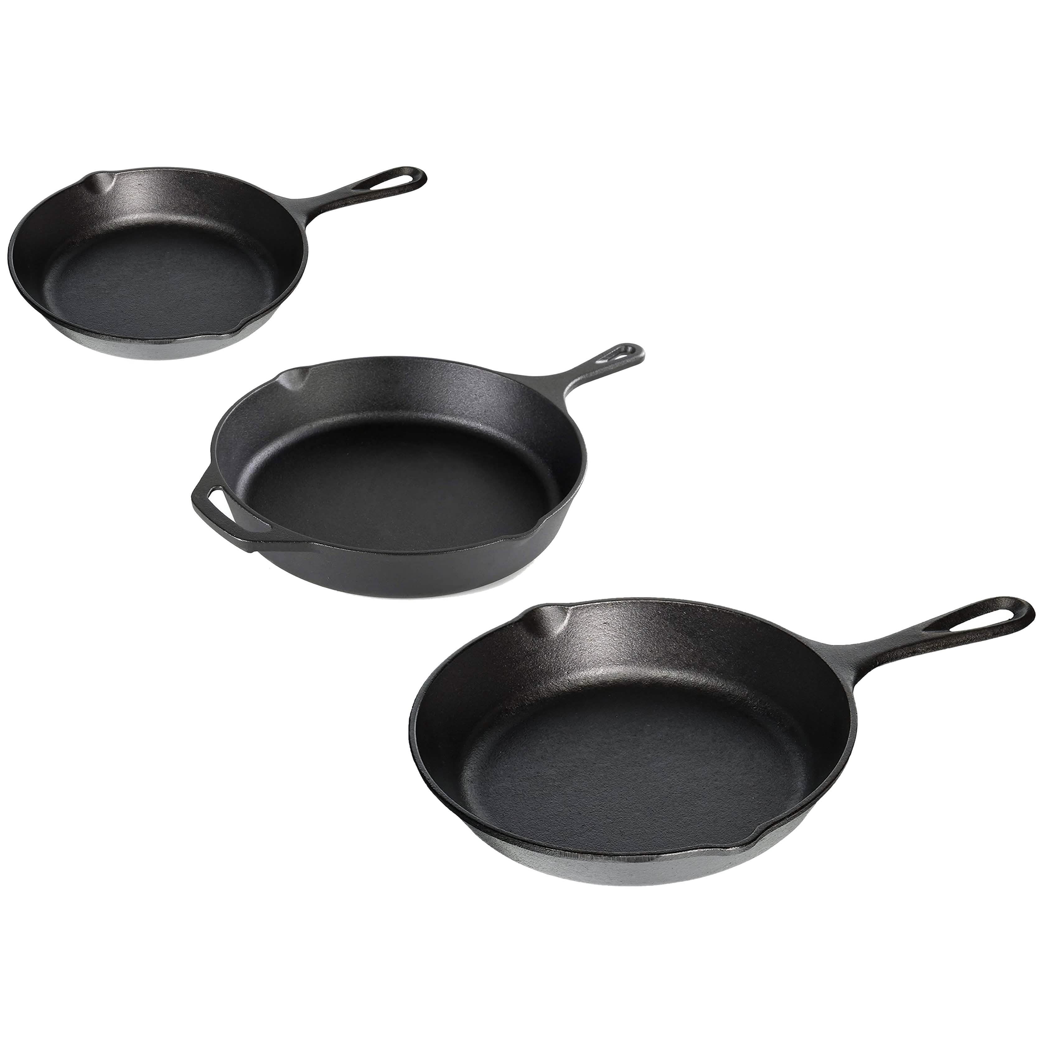 3-Piece: Pre-Seasoned Cast Iron Skillet Set