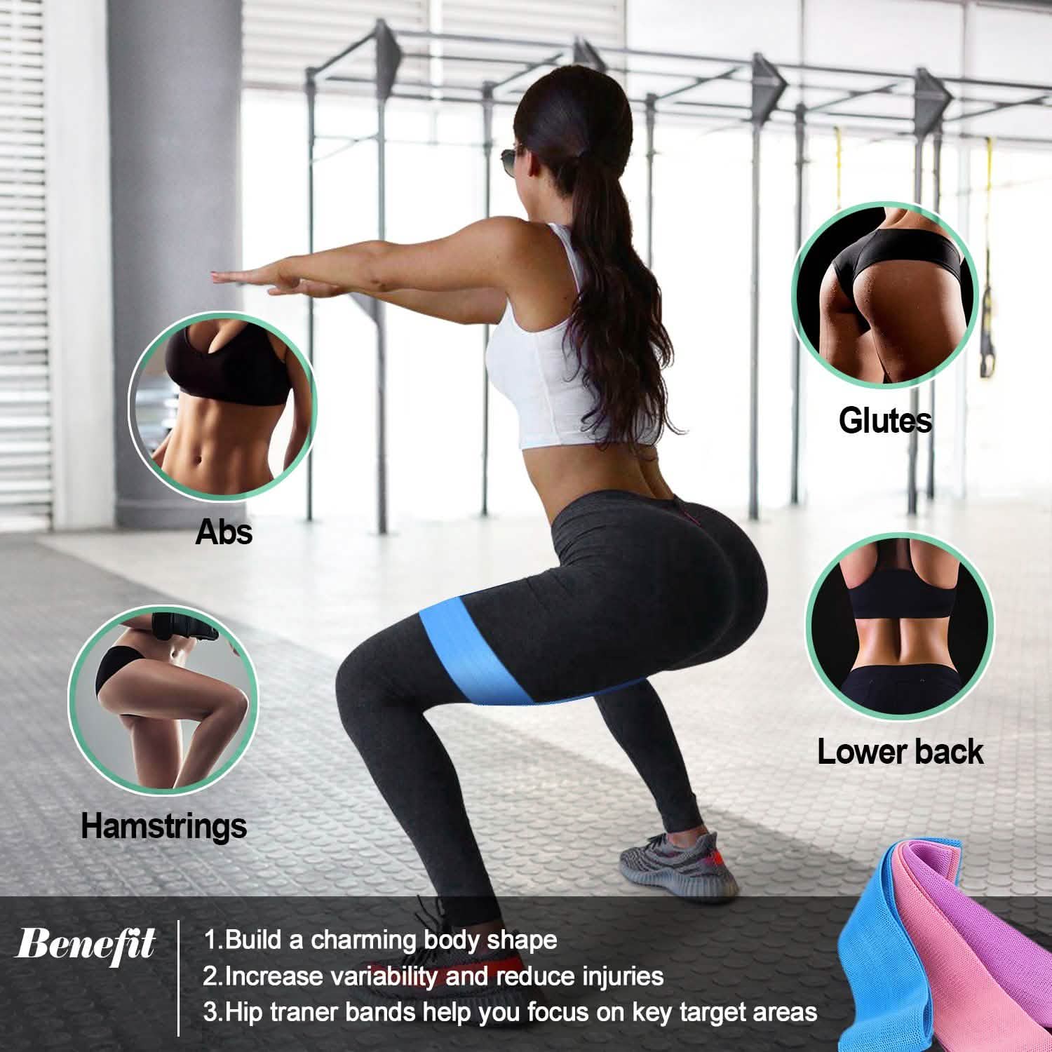 3-Piece: Resistance Loop Bands Hip Legs Training Set