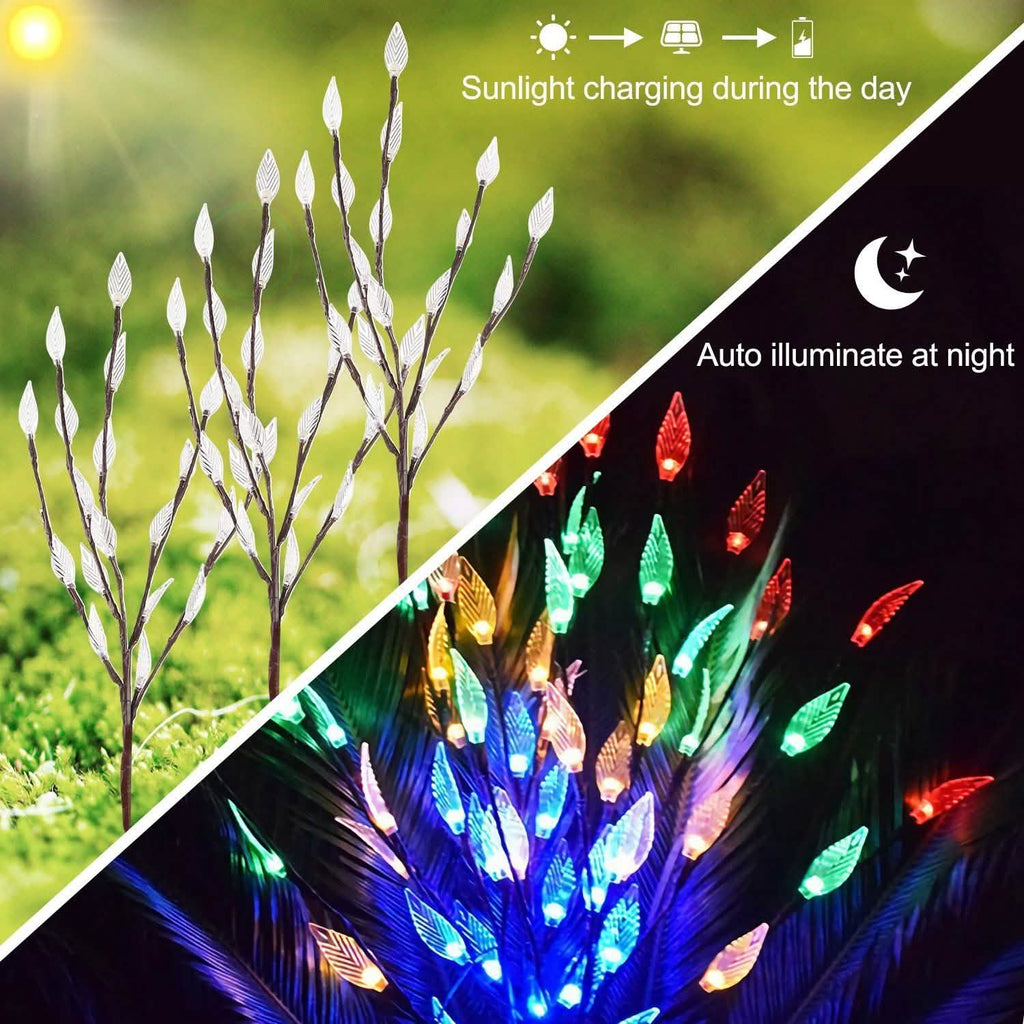 3-Piece Set: 60 LED Solar Garden Lights Tree Branch Leaf Shape Lamp