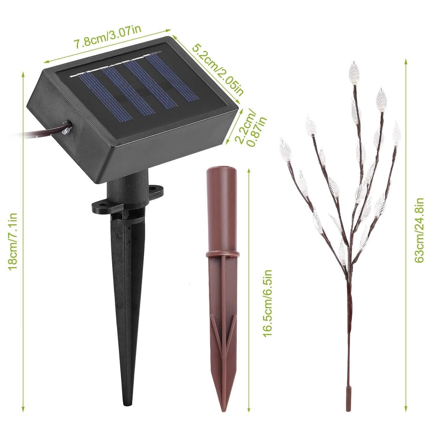 3-Piece Set: 60 LED Solar Garden Lights Tree Branch Leaf Shape Lamp